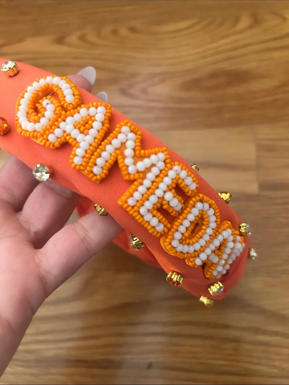 Orange Beaded GAMEDAY jewel encrusted Headband Orange NY Knicks pride new